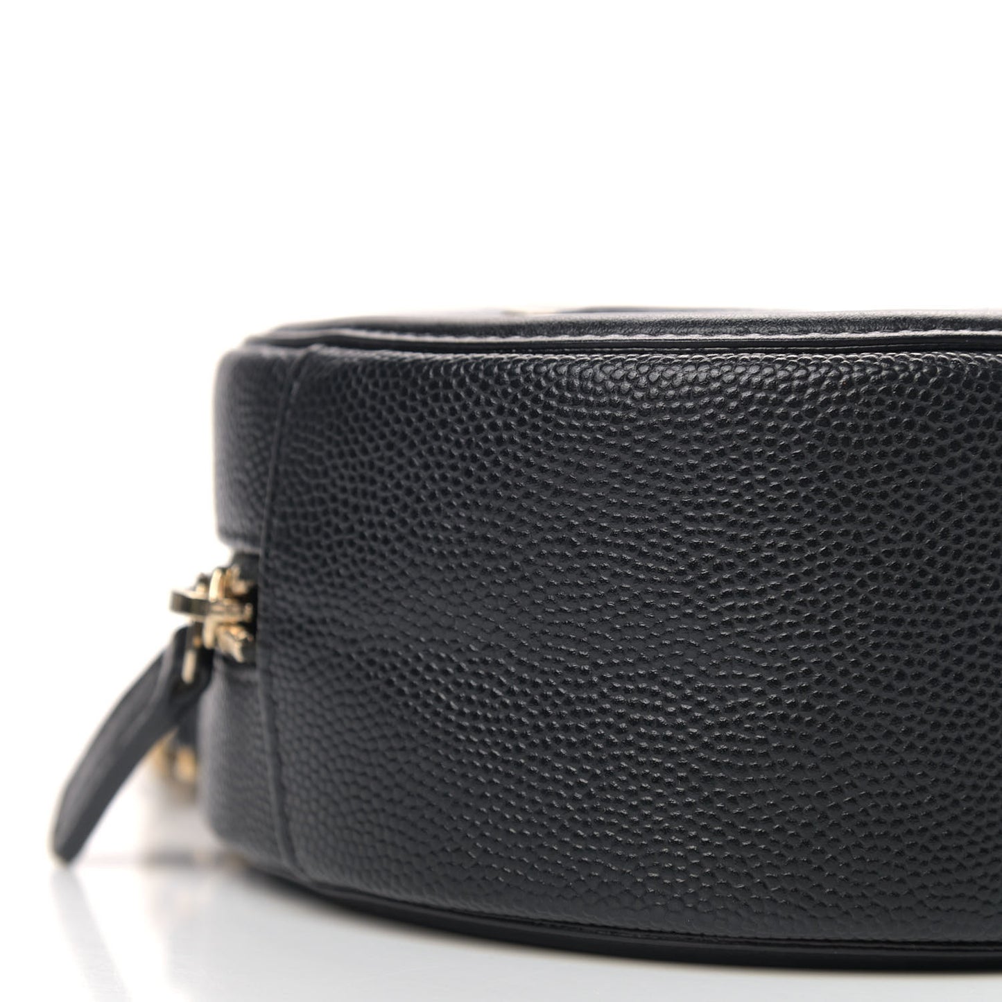 Caviar Quilted Round Filigree Crossbody Black