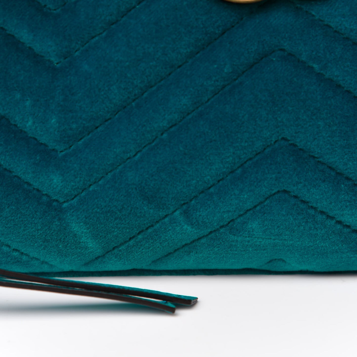 Velvet Matelasse Small GG Marmont Chain Shoulder Bag Pavone Cyan