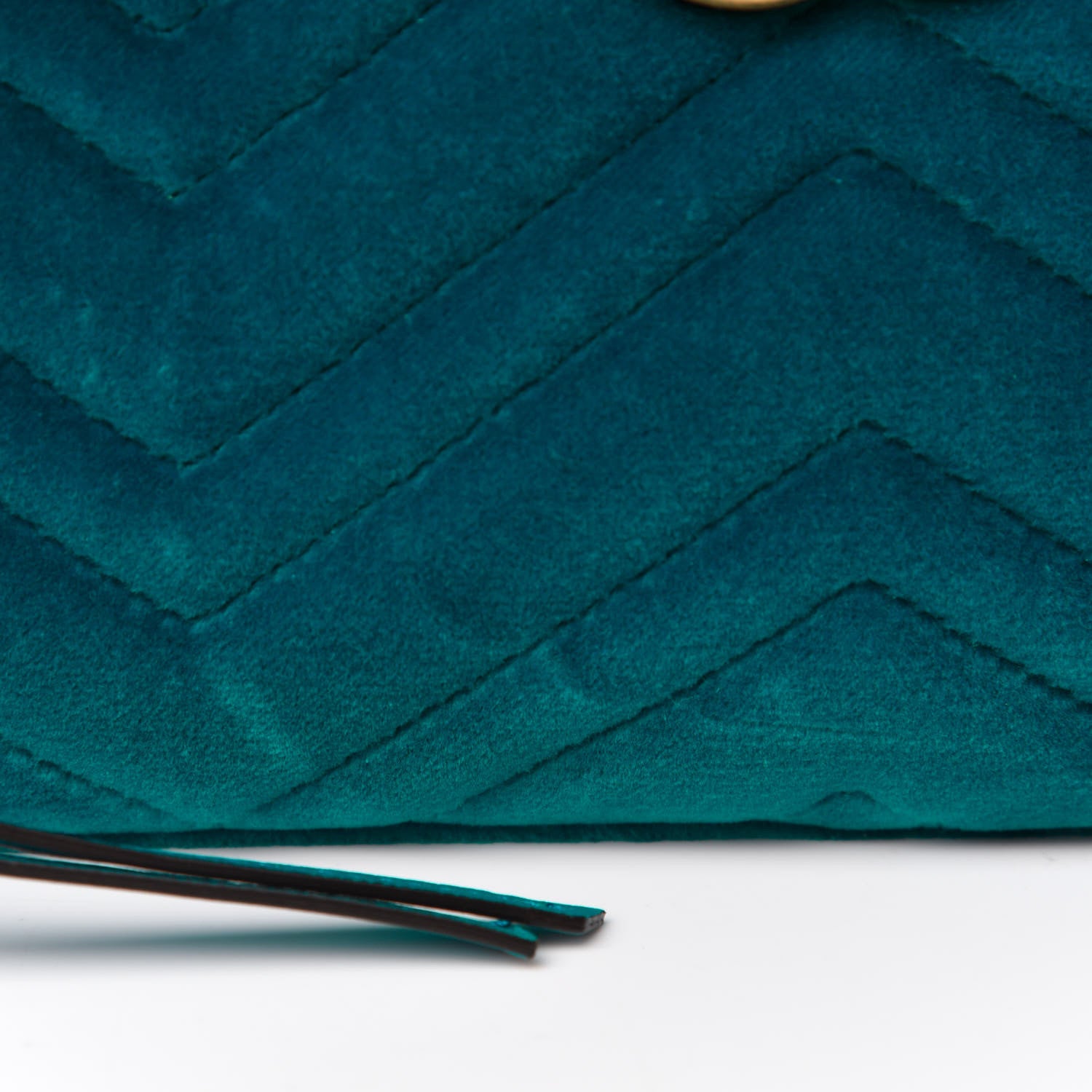 Gucci Velvet Matelasse Small GG Marmont Chain Shoulder Bag Pavone Cyan 8 of 11