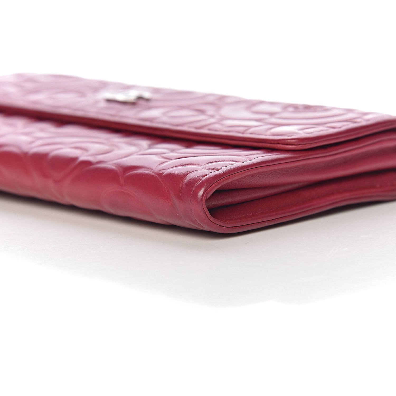 Chanel Lambskin Embossed Camellia Large Gusset Flap Wallet Pink 11 of 17