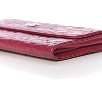 Chanel Lambskin Embossed Camellia Large Gusset Flap Wallet Pink 11 of 17