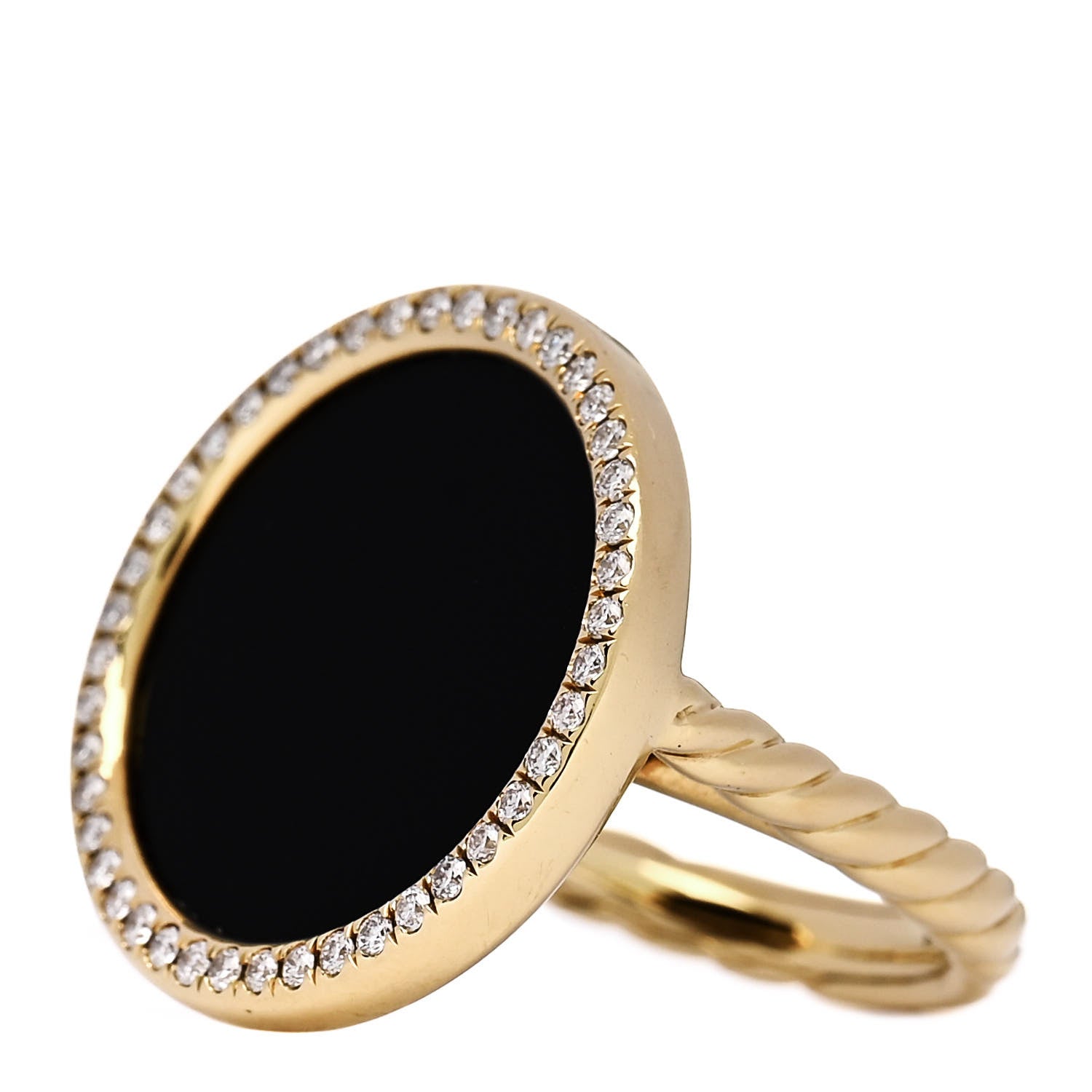David Yurman 18K Yellow Gold Diamond Black Onyx 21mm DY Elements Ring 52 6 3 of 6