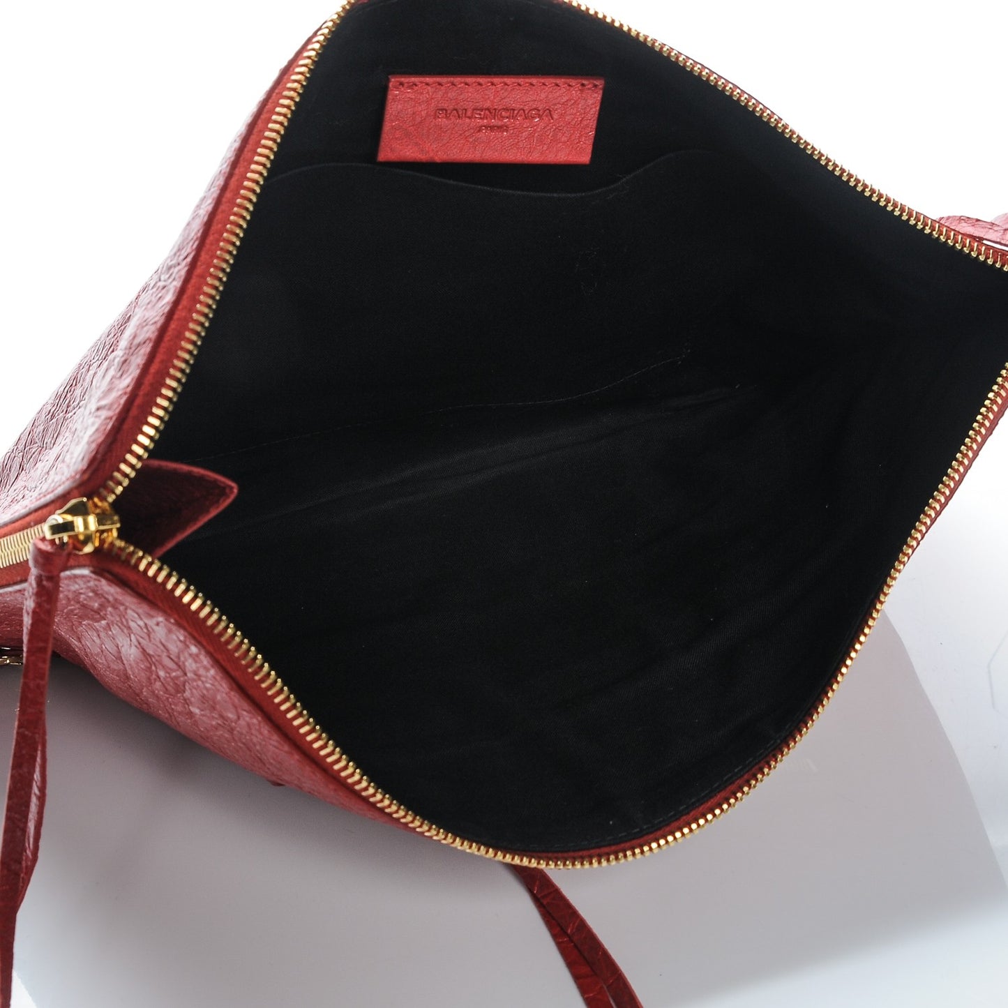 Agneau Arena Classic Gold Hardware Small Pouch Red