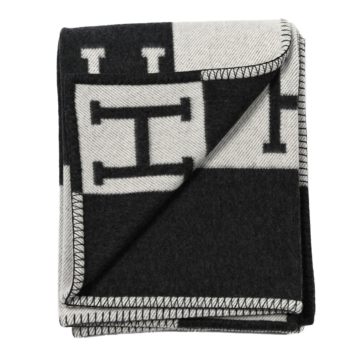 Wool Cashmere Avalon Blanket Ecru Gris Fonce