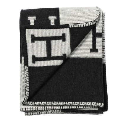 Hermes Wool Cashmere Avalon Blanket Ecru Gris Fonce 2 of 3