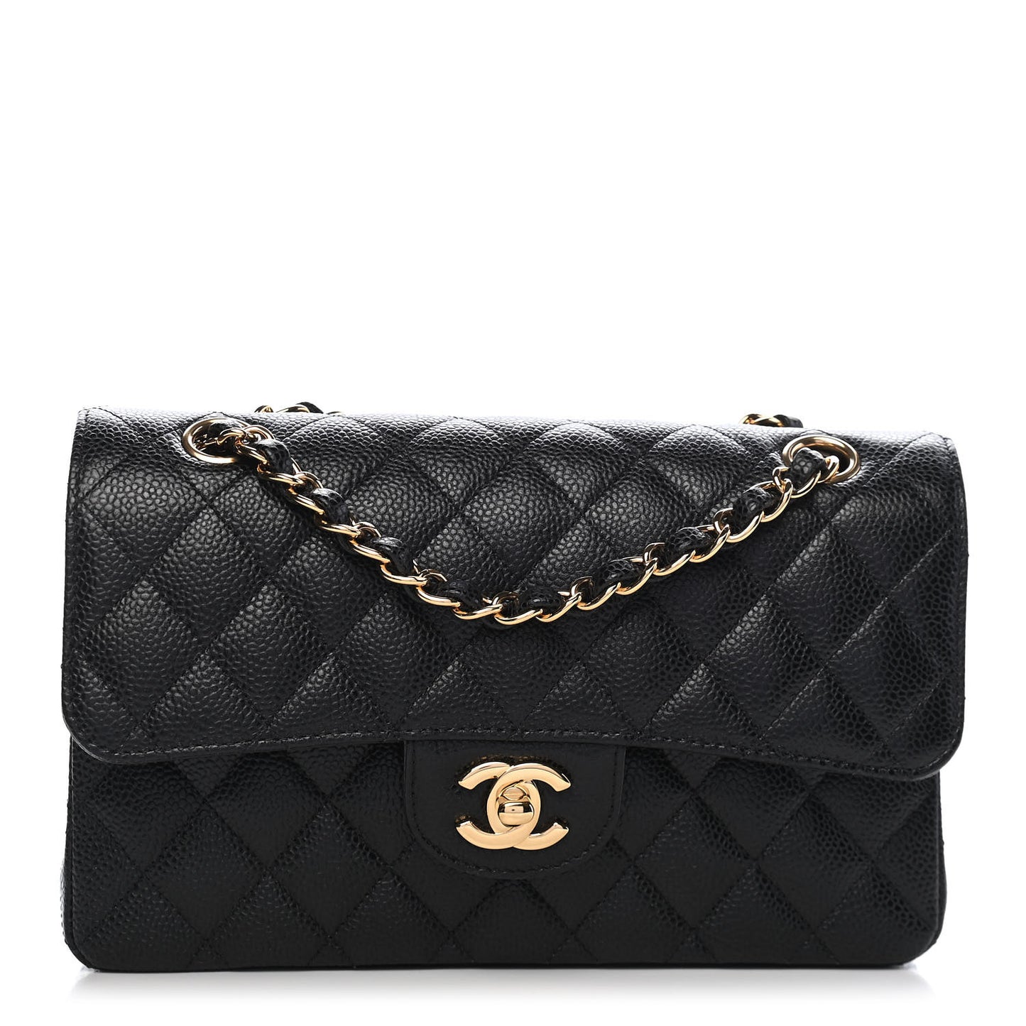 Caviar Quilted Small Double Flap Black