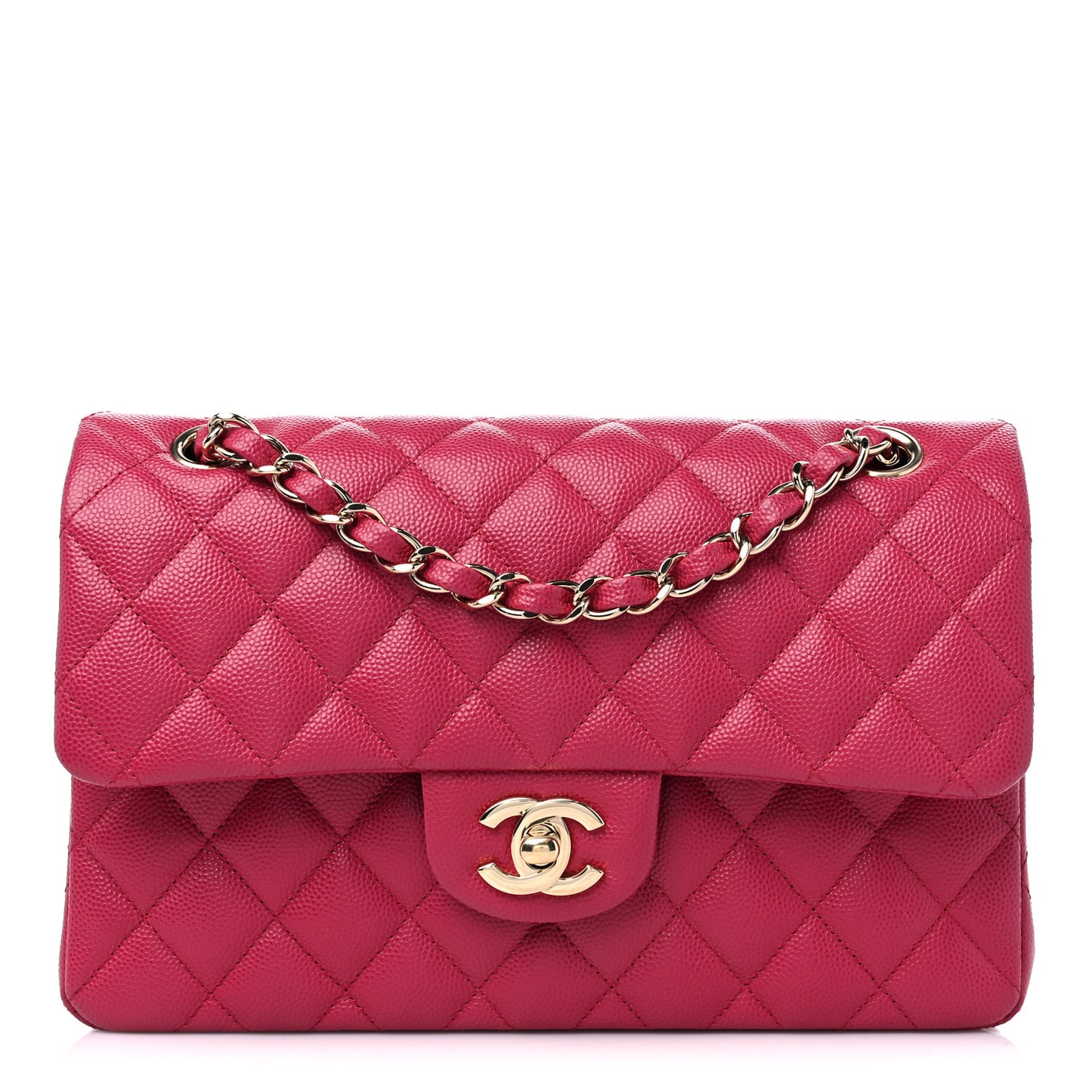 Caviar Quilted Small Double Flap Dark Pink