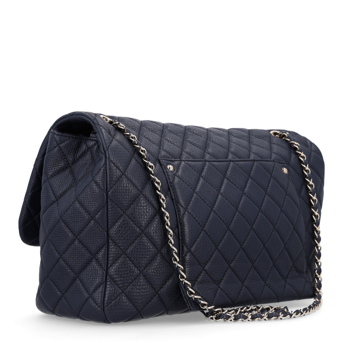 Calfskin Quilted Small XXL Travel Flap Bag Navy