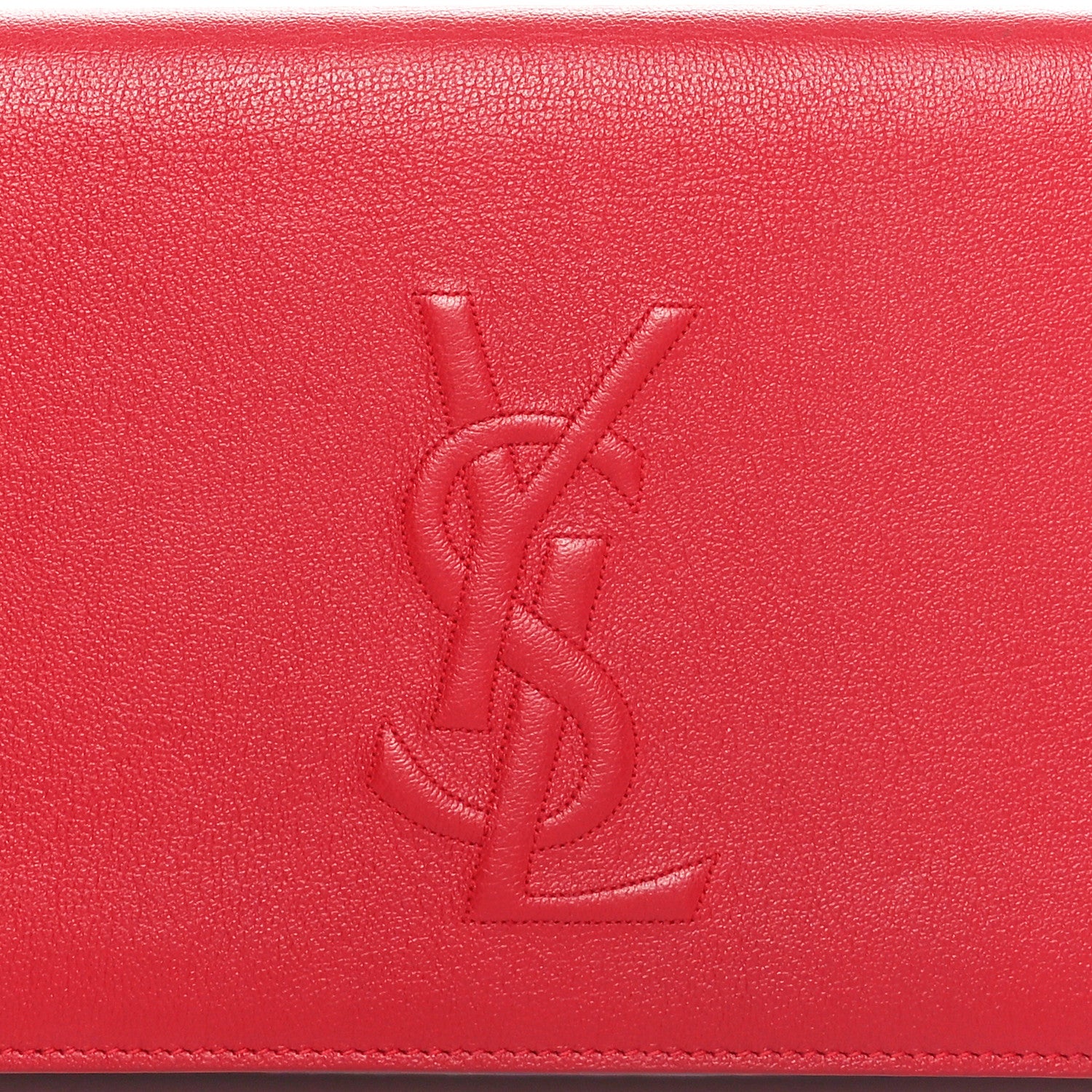 Saint Laurent Calfskin Monogram Large Belle De Jour Clutch Red 7 of 9