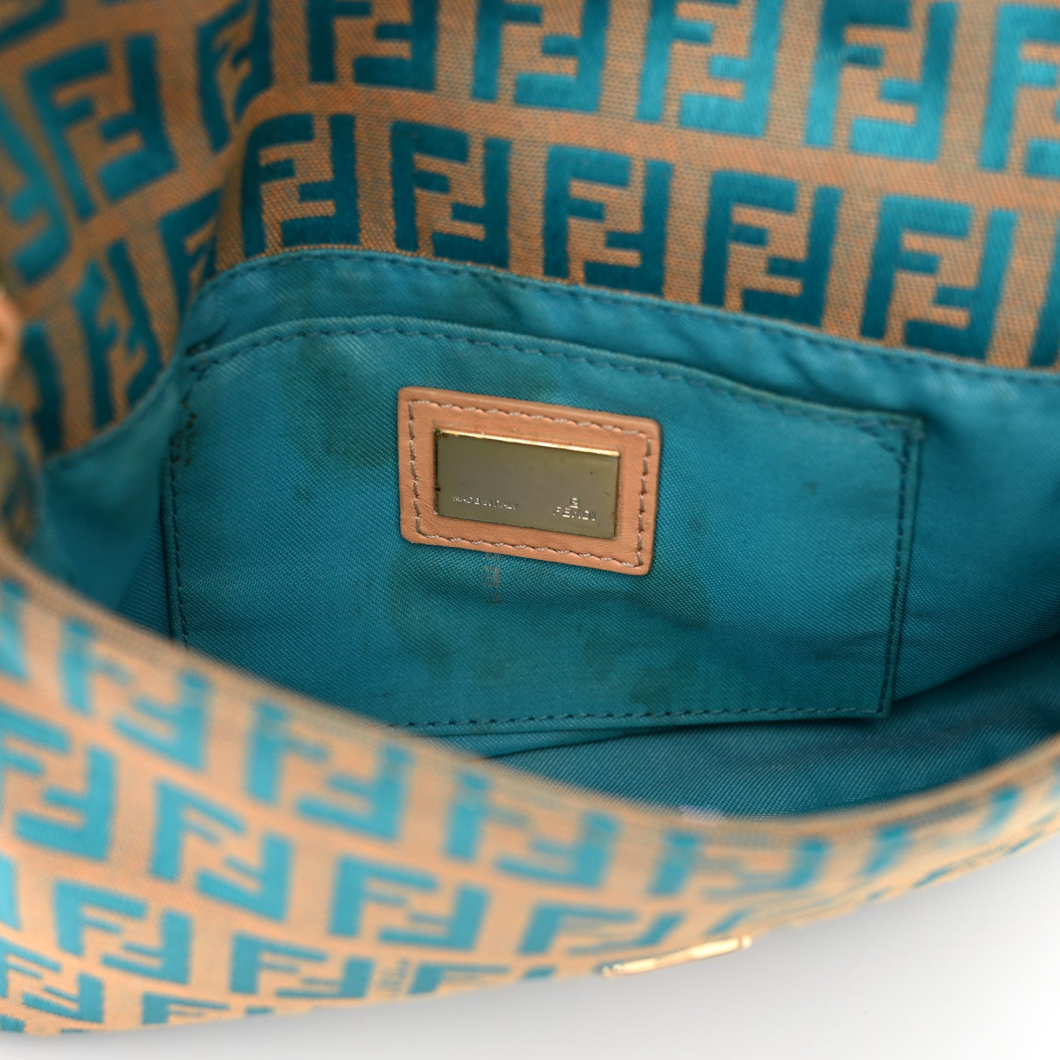 Fendi Zucchino Mini Baguette Beige Blue 10 of 10