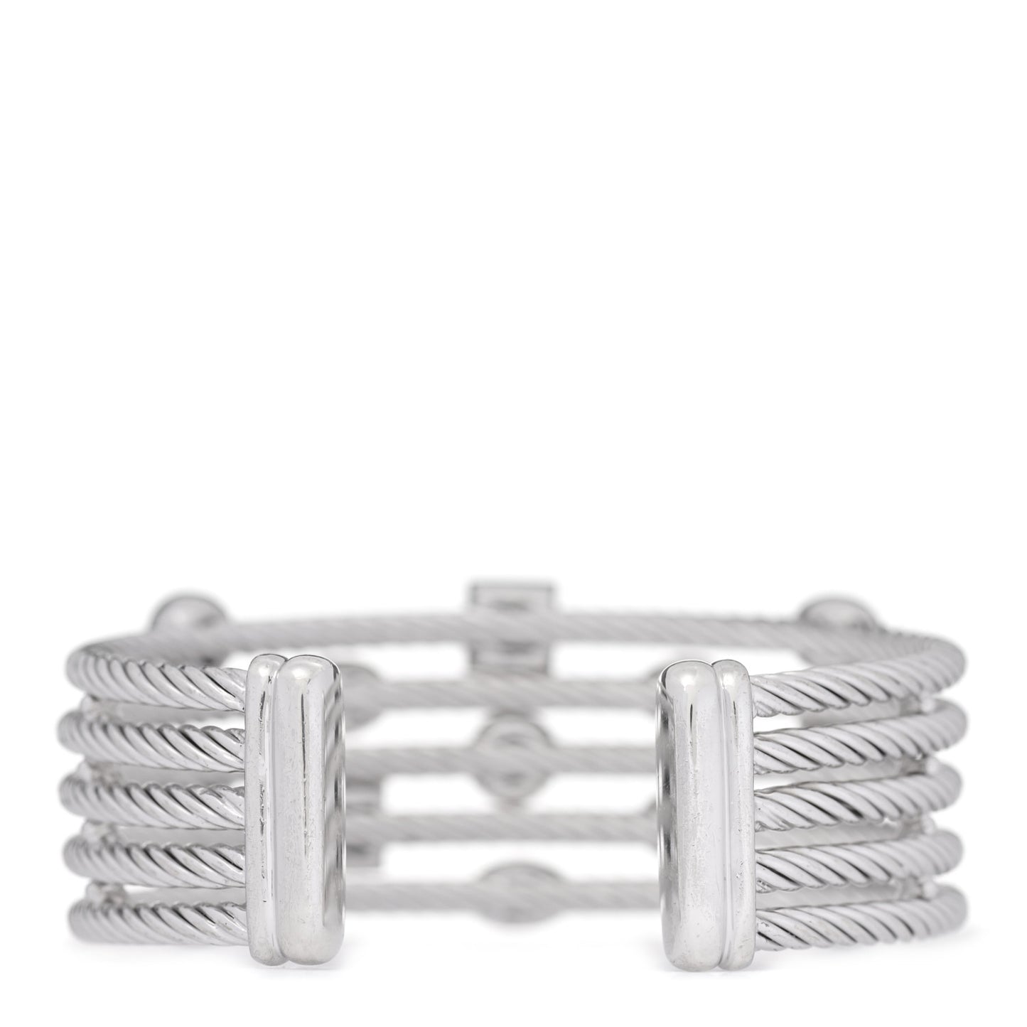 Sterling Silver Diamond Five Row Confetti Cuff Bracelet