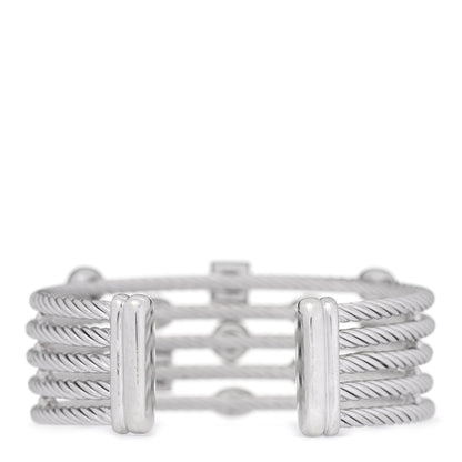 David Yurman Sterling Silver Diamond Five Row Confetti Cuff Bracelet 3 of 6