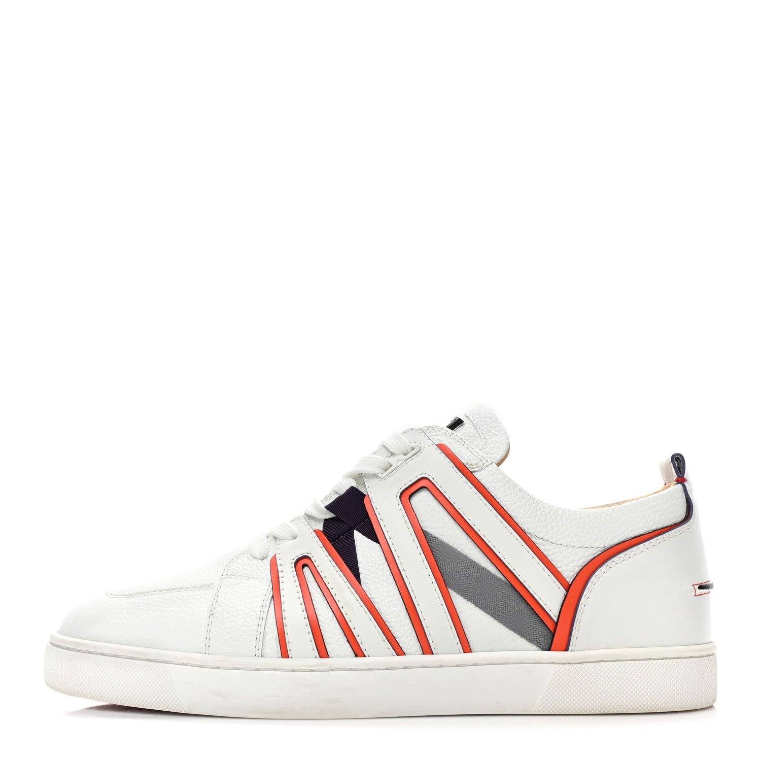 Christian Louboutin Grained Calfskin Mens Vida Viva Sneakers 44 White Red Black 1 of 8