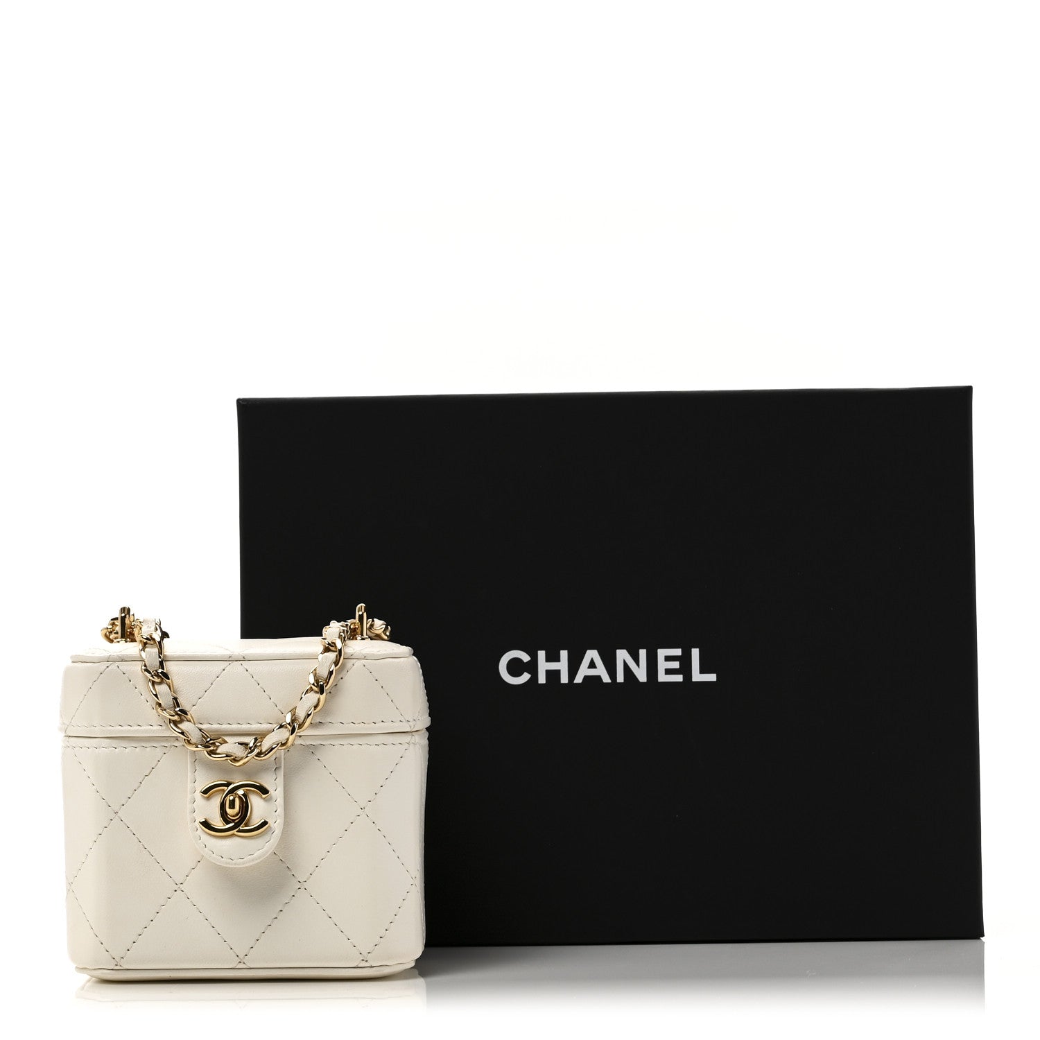 Chanel Lambskin Quilted Vanity Clutch With Chain White 12 of 12