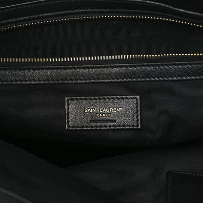 Saint Laurent Calfskin Linen Two Tone Cabas Tote Black 6 of 12