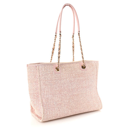 Chanel Straw Lurex Small Deauville Tote Pink 3 of 10