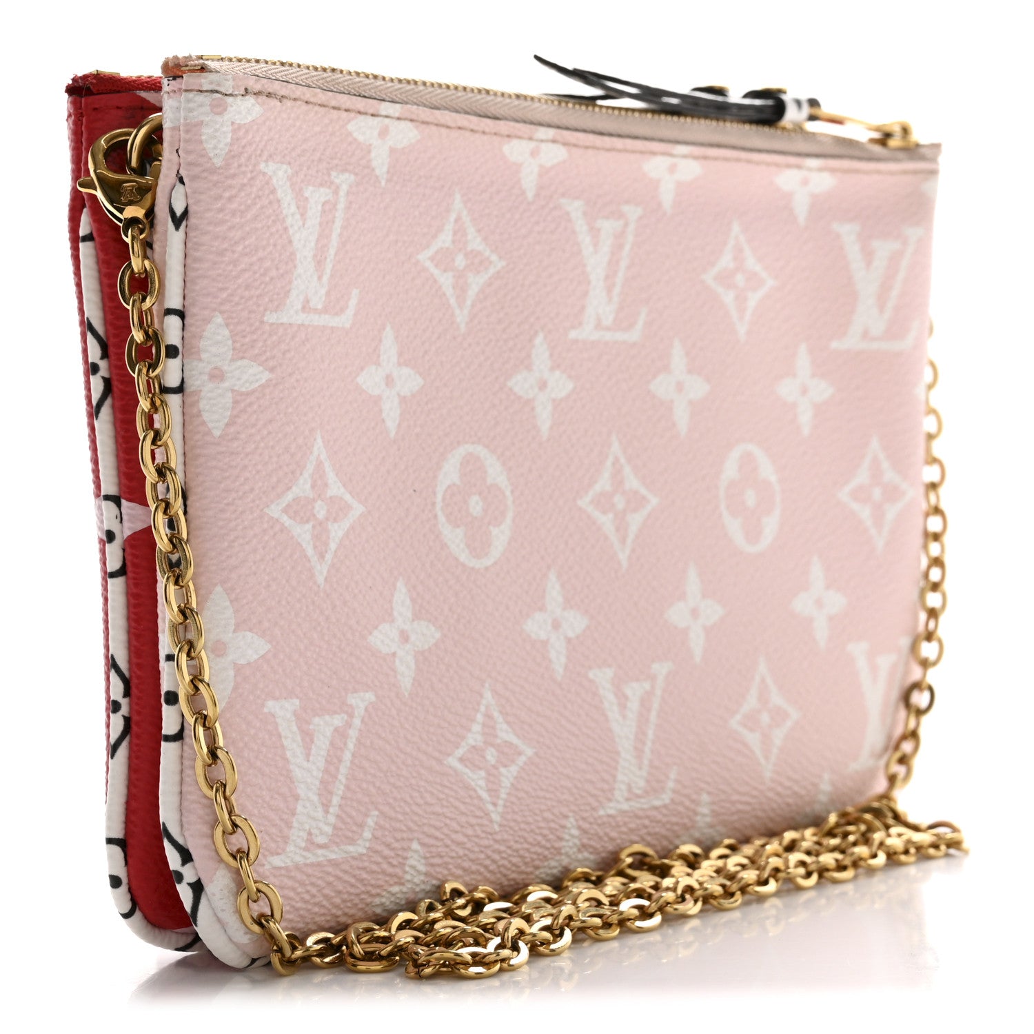 Louis Vuitton Monogram Giant Double Zip Pochette Rouge 3 of 14