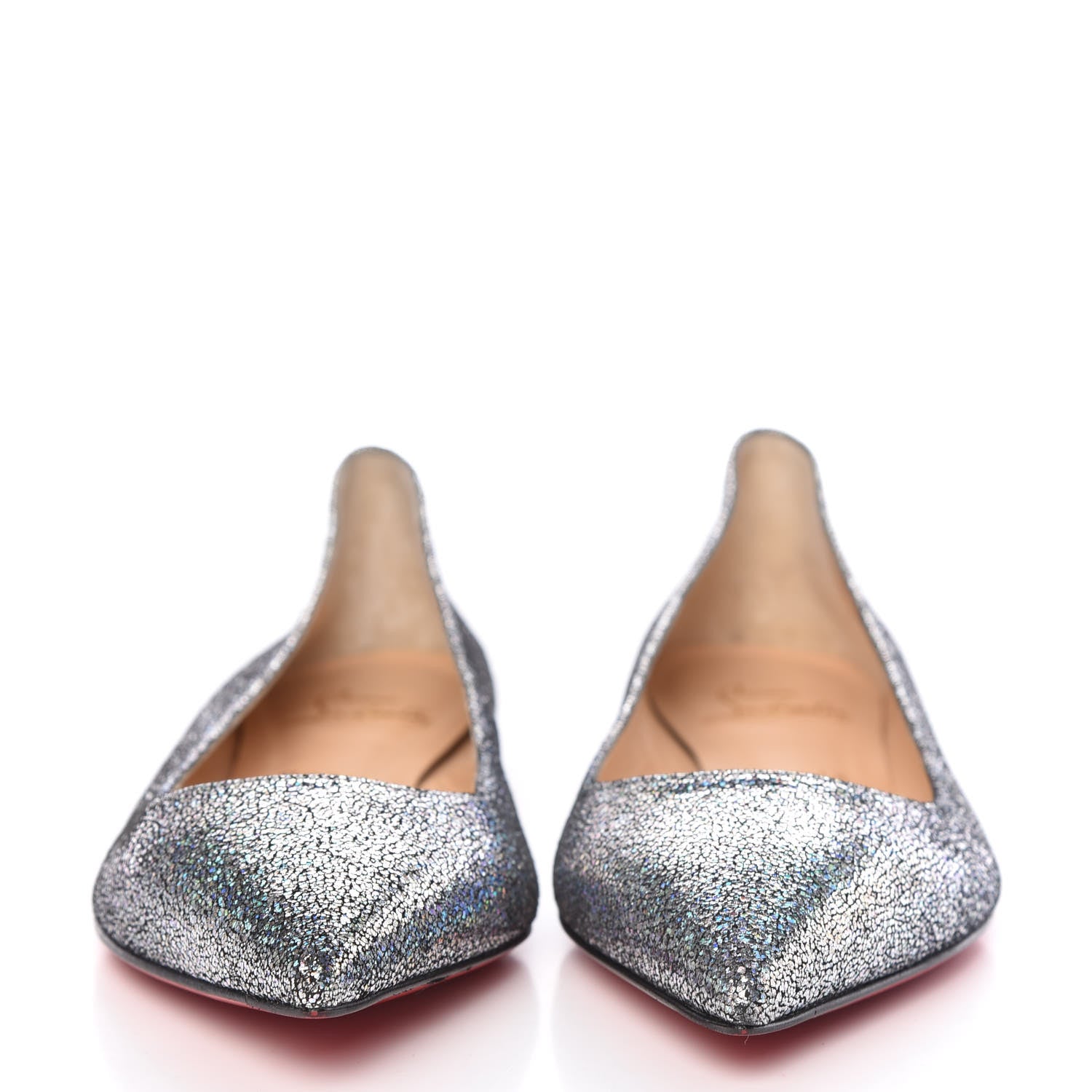 Christian Louboutin Nappa Mica Ballalla Flats 37.5 Silver 2 of 9