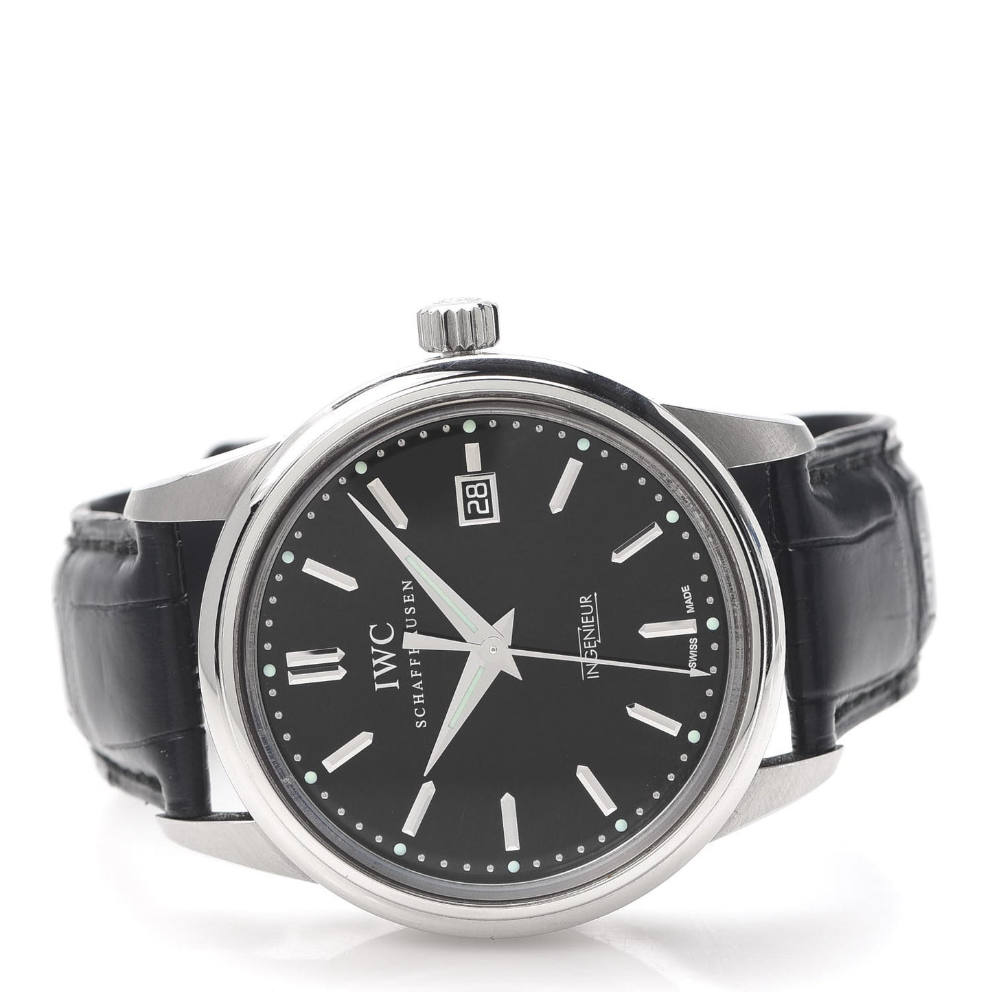 Stainless Steel Alligator 42.5mm Ingenieur 1955 Automatic Watch Black IW323301