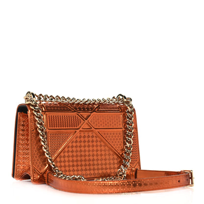 Christian Dior Metallic Patent Micro-Cannage Small Diorama Flap Bag Orange 3 of 14