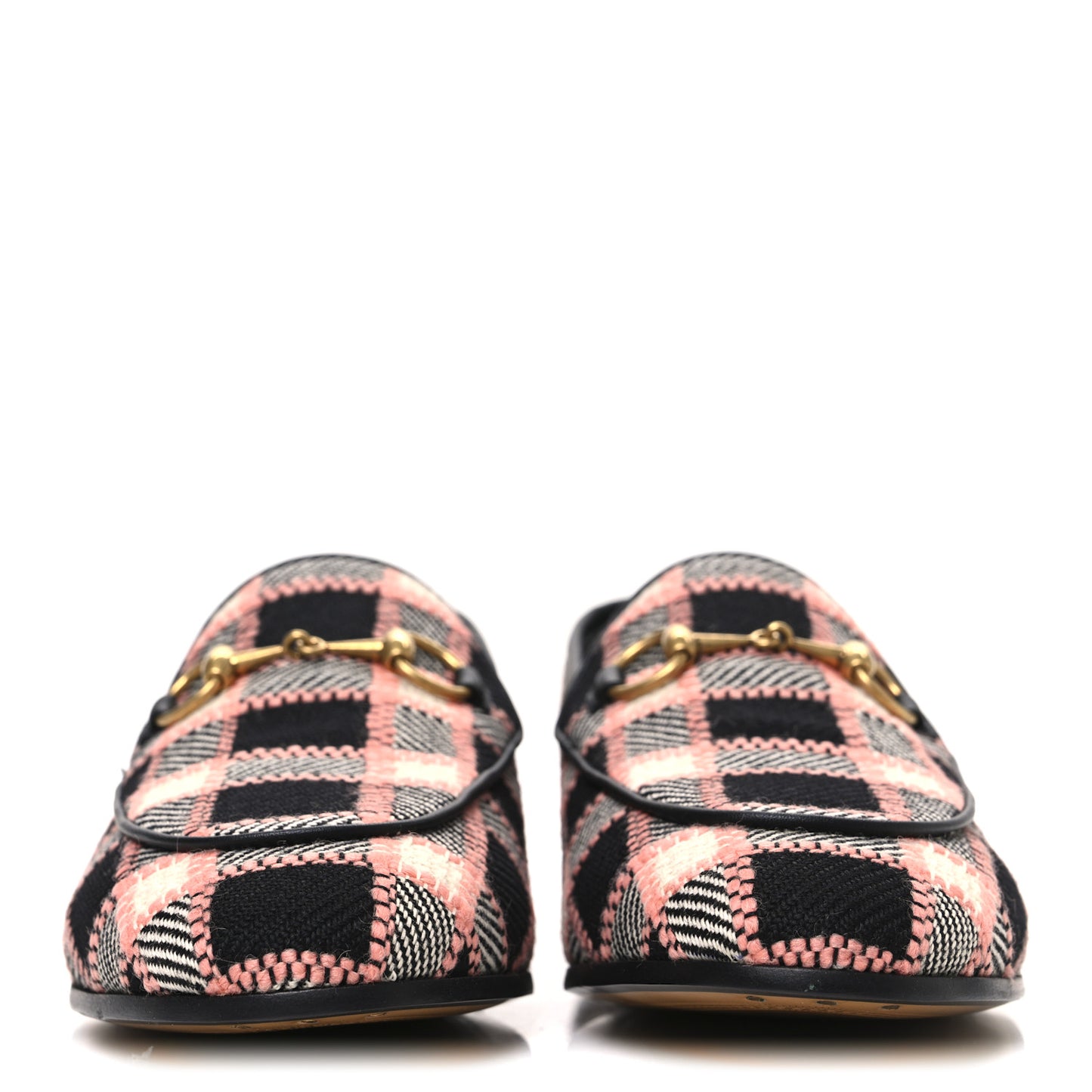 Tweed Check Horsebit Womens Jordaan Loafers 37 Black Pink Multicolor