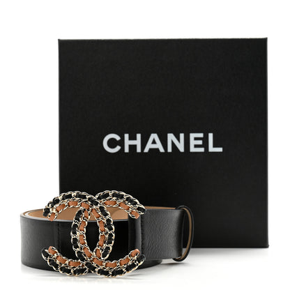 Chanel Calfskin CC Chain Belt 80 32 Black Gold 8 of 8
