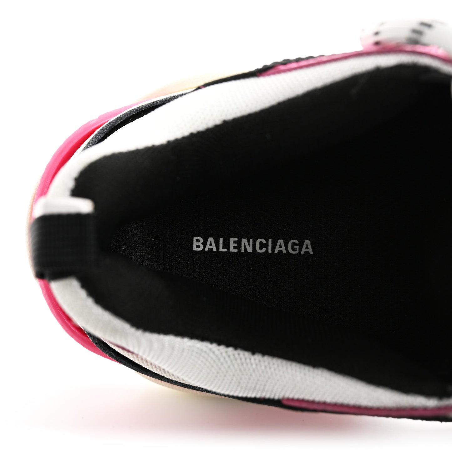 Fabric Mesh Washed Effect Womens Triple S Sneakers 39 Rose Fluo Black White