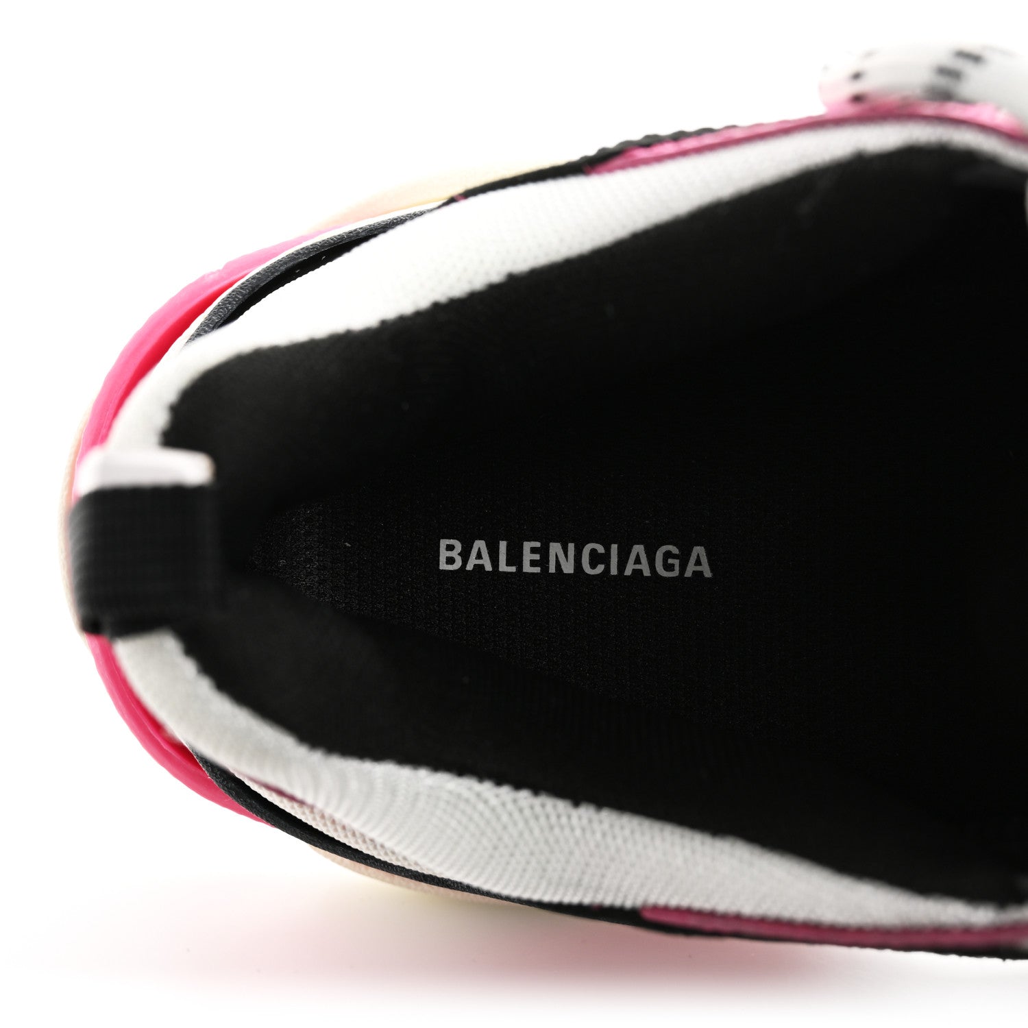 Balenciaga Fabric Mesh Washed Effect Womens Triple S Sneakers 39 Rose Fluo Black White 7 of 9