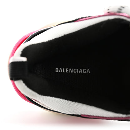 Balenciaga Fabric Mesh Washed Effect Womens Triple S Sneakers 39 Rose Fluo Black White 7 of 9
