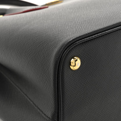 Prada Saffiano Cuir Medium Double Bag Black Fuoco 10 of 13