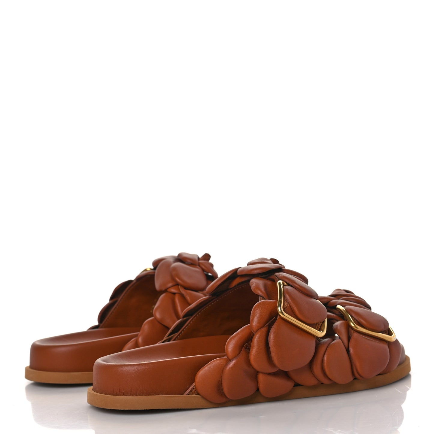 Calfskin Atelier 03 Rose Edition Double Buckle Slide Sandals 36 Cuoio