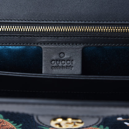 Gucci Suede Patent Web Dragon Embroidered Medium Ophidia Chain Shoulder Bag Blue Multicolor Black 6 of 11