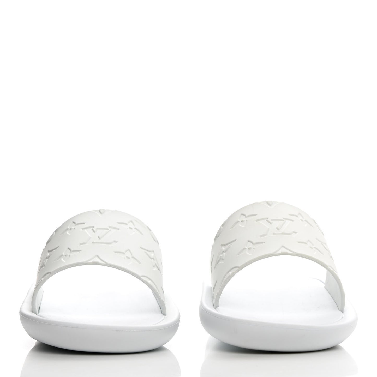 Rubber Monogram Embossed Sunbath Flat Mule 39 White