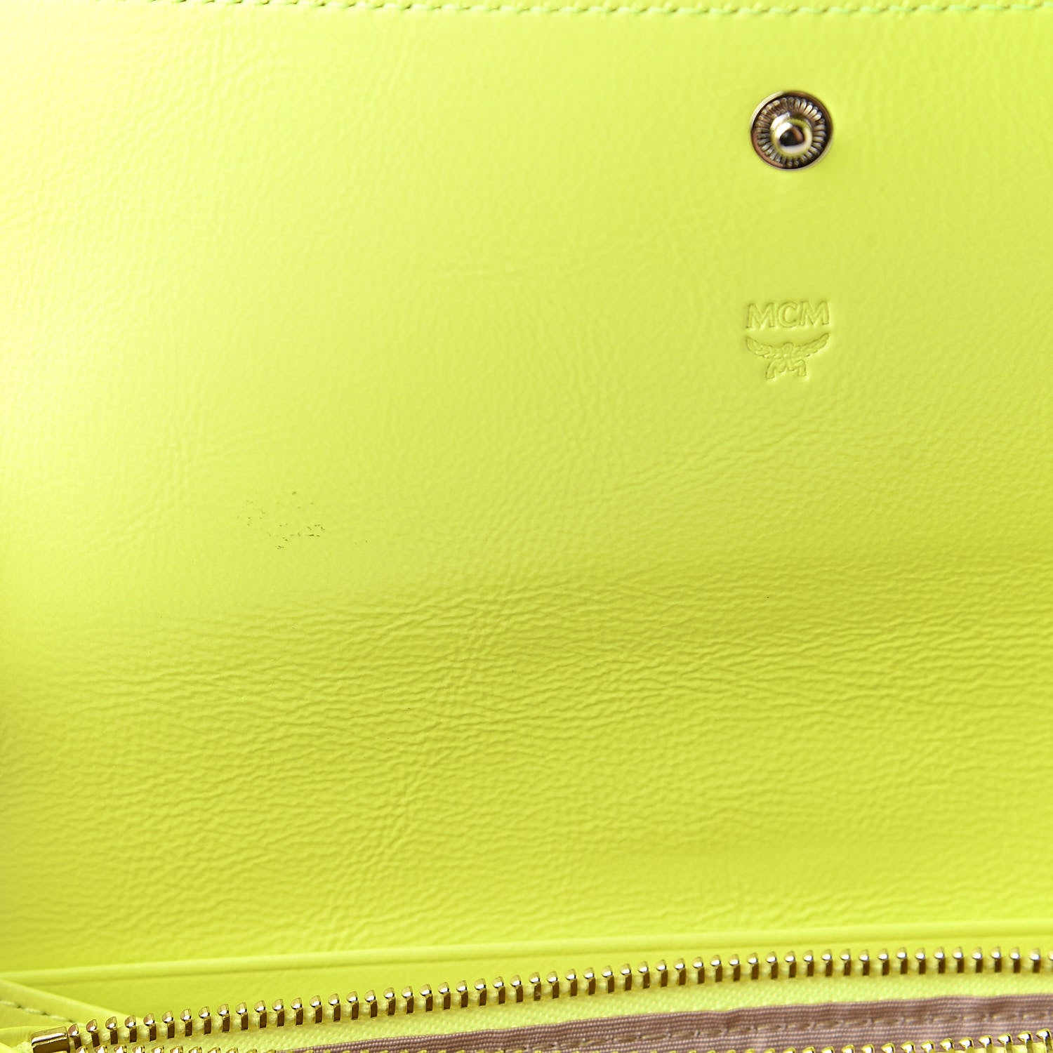 MCM Visetos Grained Calfskin Wilder Flap Wallet White Green 8 of 11
