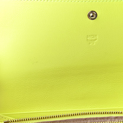 MCM Visetos Grained Calfskin Wilder Flap Wallet White Green 8 of 11