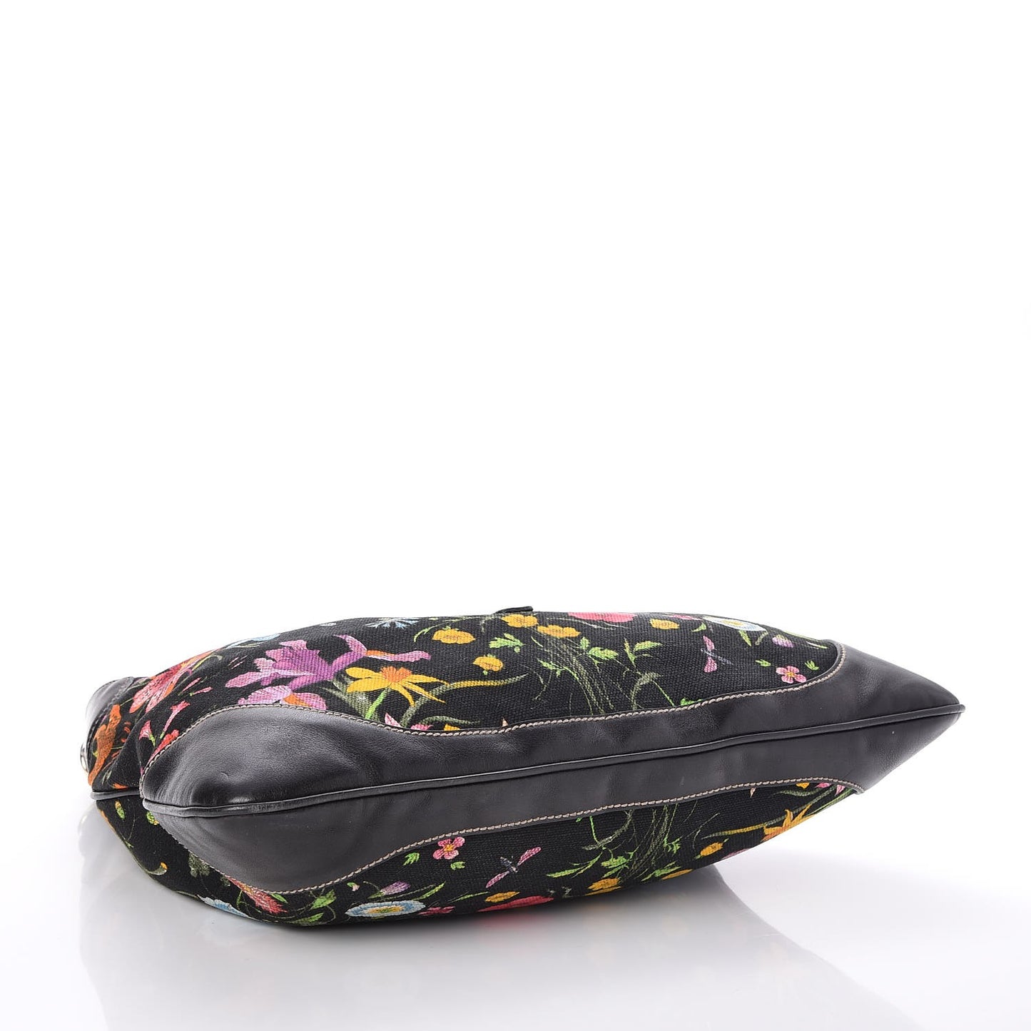 Canvas Floral Flora Medium Jackie O Bouvier Hobo Black