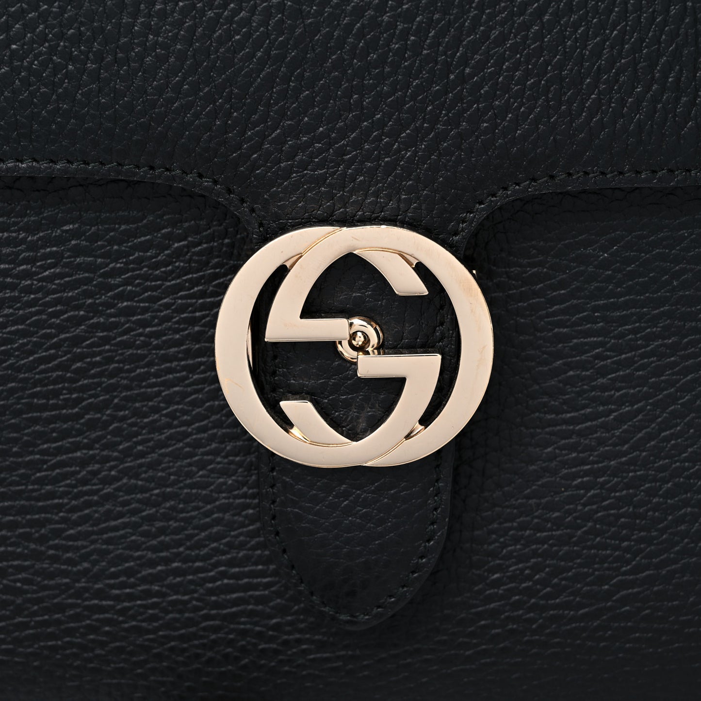 Dollar Calfskin Medium Interlocking G Top Handle Shoulder Bag Black
