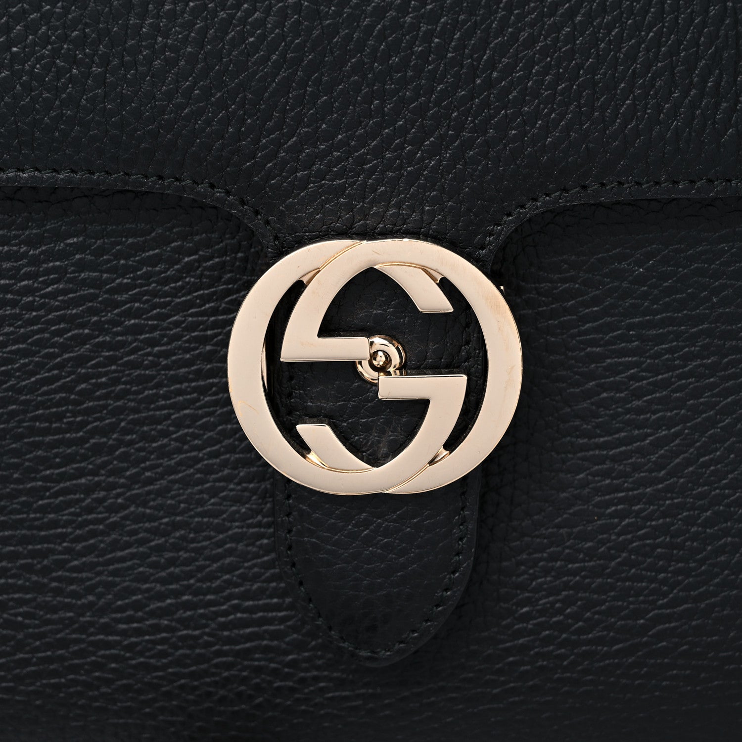 Gucci Dollar Calfskin Medium Interlocking G Top Handle Shoulder Bag Black 14 of 15