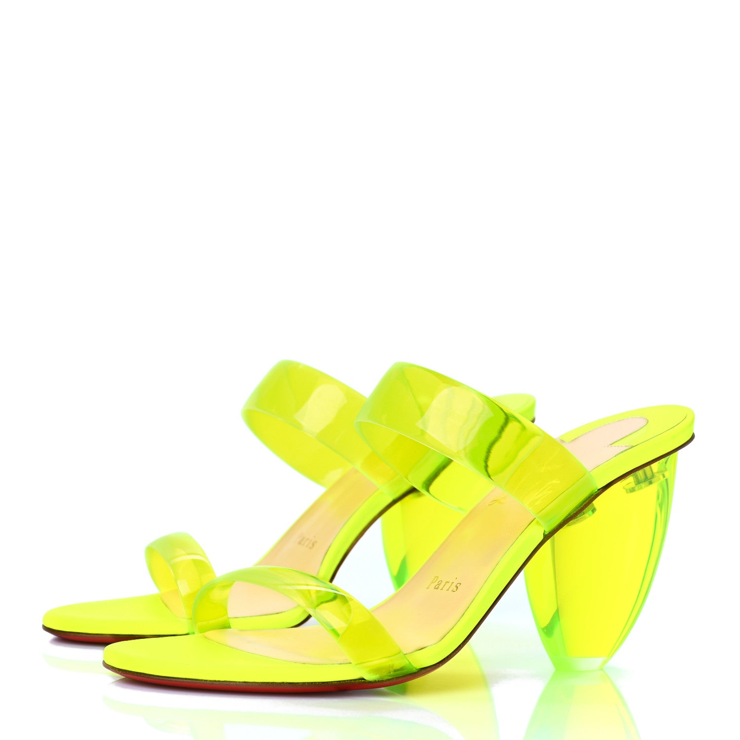 Christian Louboutin PVC Ovida 85 Slide Sandals 37 Yellow 3 of 7