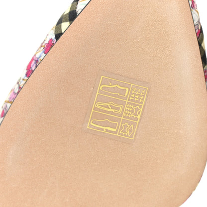 Fendi Cotton Printed Colibri Slingback Mid-Heel Pumps 36 Rosa Multi Black Crema 7 of 11