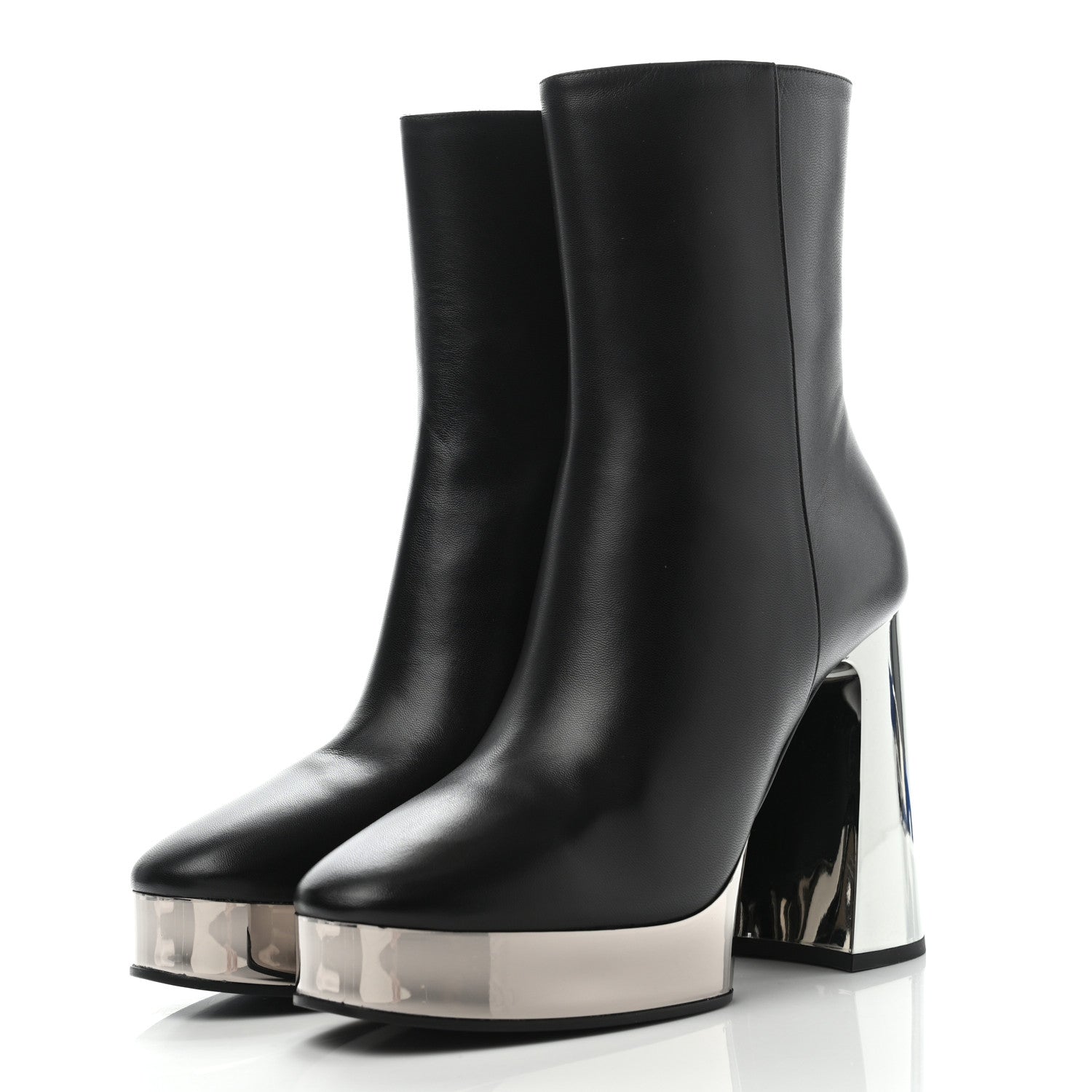 Gucci Malaga Kid Chrome Ankle Boots 39 Black 3 of 12