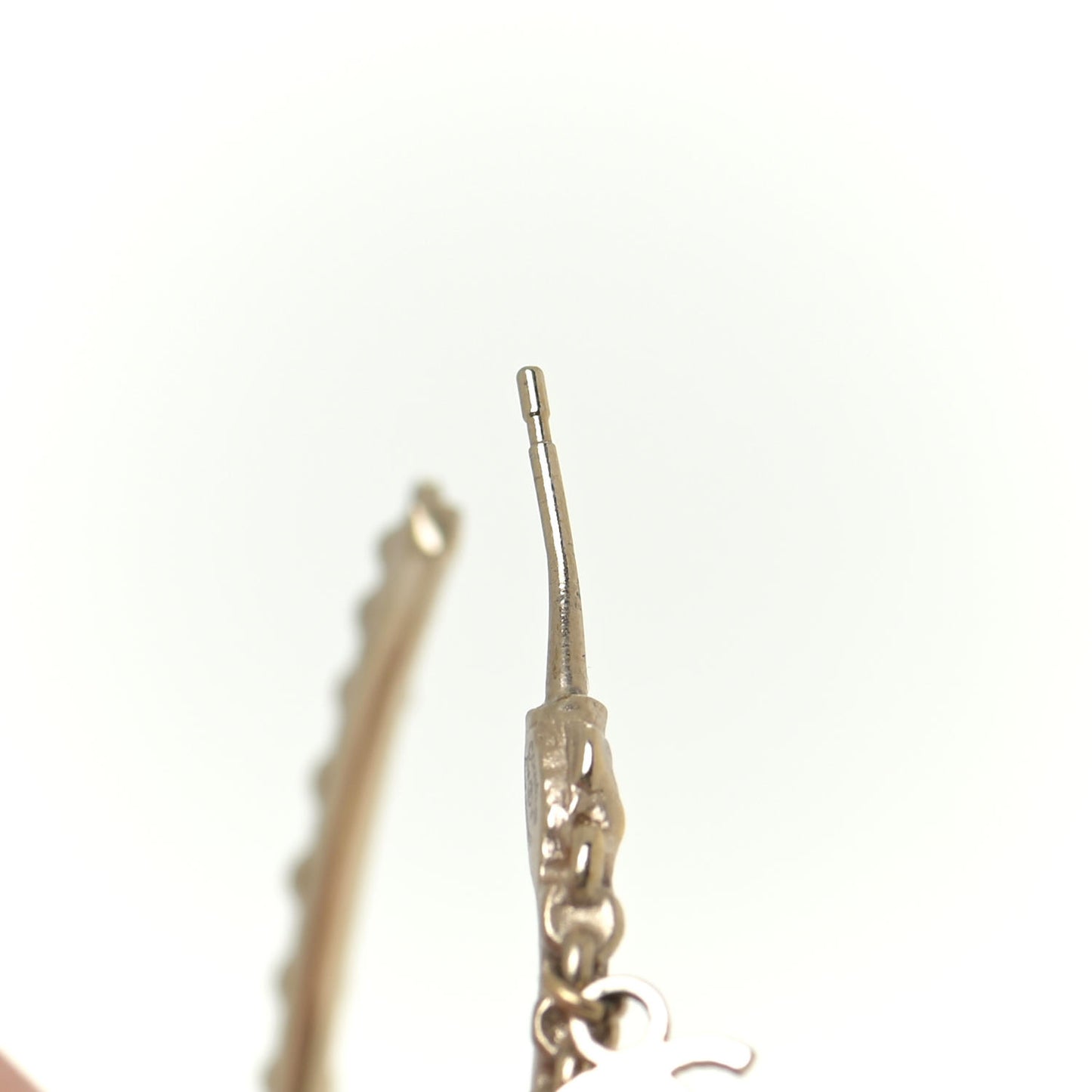 Crystal Bead CC Charm Hoop Earrings Pink Gold