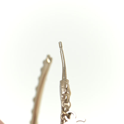 Chanel Crystal Bead CC Charm Hoop Earrings Pink Gold 6 of 7