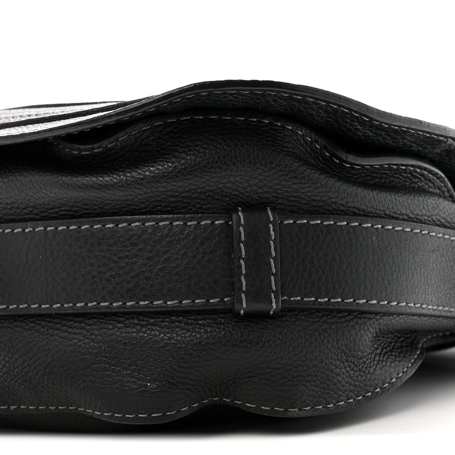 Grained Calfskin Medium Marcie Saddle Bag Black