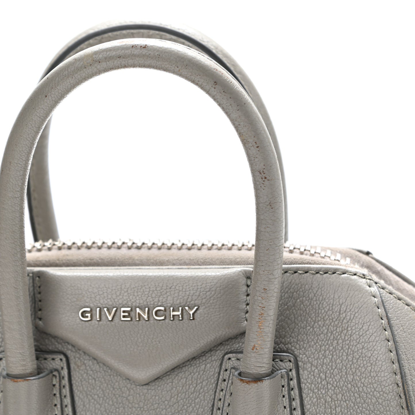 Sugar Goatskin Mini Antigona Pearl Grey