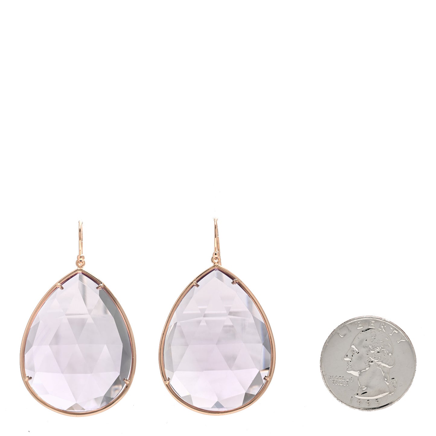 18K Rose Gold Amethyst Large Classic Pear Drop Earrings