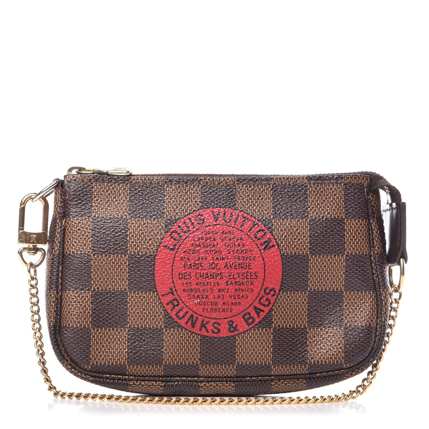 Damier Ebene Complice Trunks and Bags Mini Pochette Accessories Red