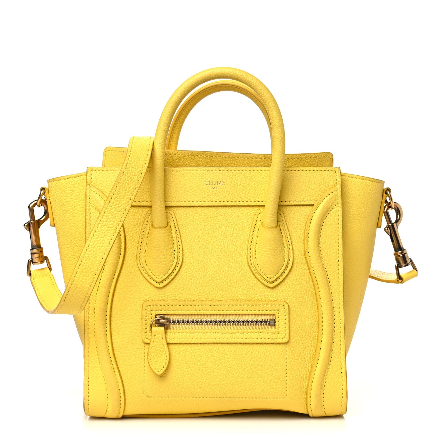 Drummed Calfskin Nano Luggage Citron