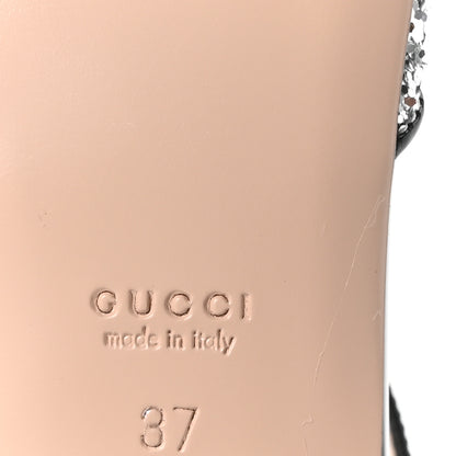 Gucci Calfskin Glitter Double G Slingback Flats 37 Silver Black 7 of 9