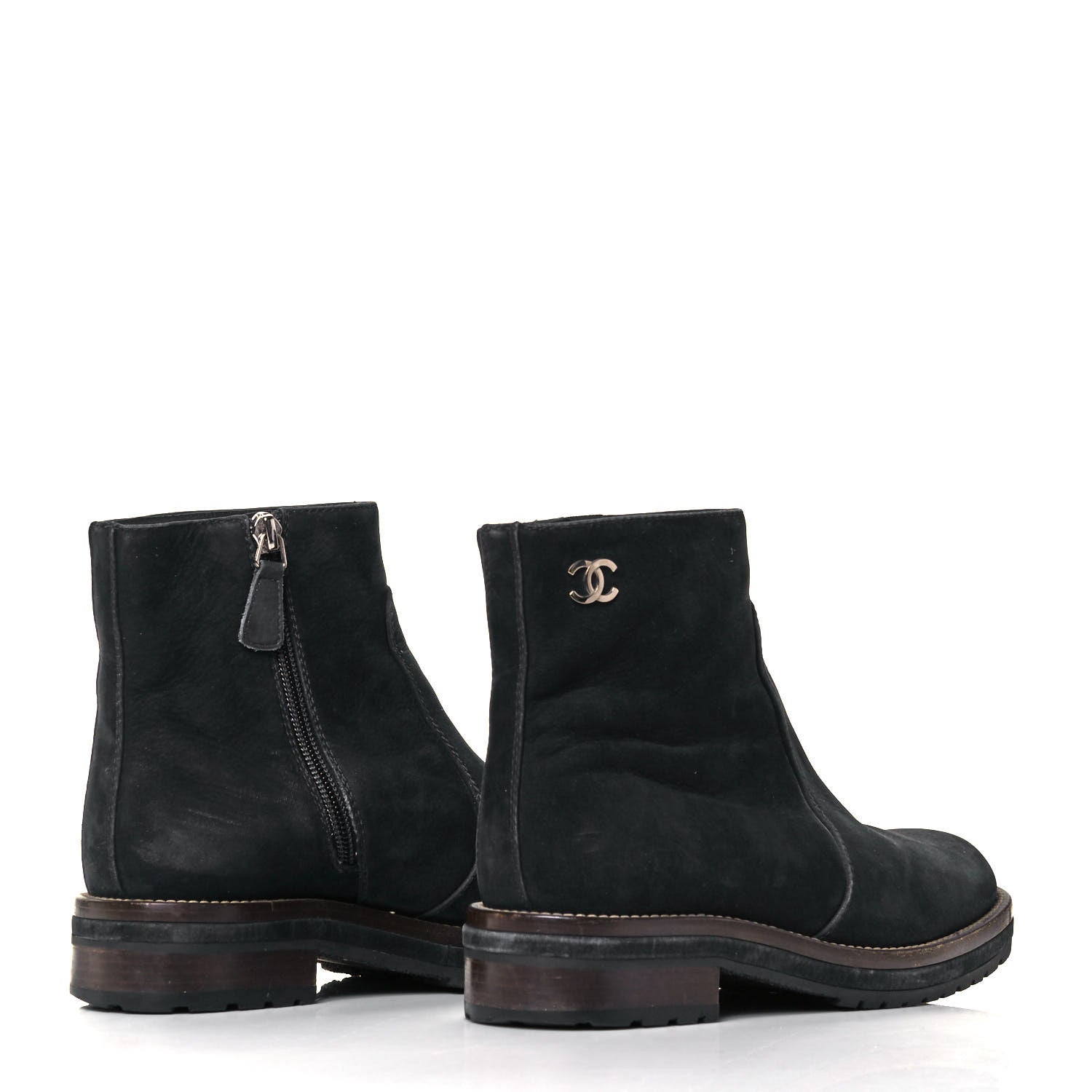 Chanel Suede Calfskin CC Short Boots 36.5 Bleu Fonce 4 of 8